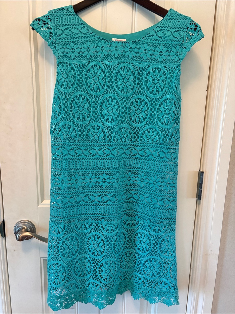 Xhilaration Teal Crochet Midi Dress
